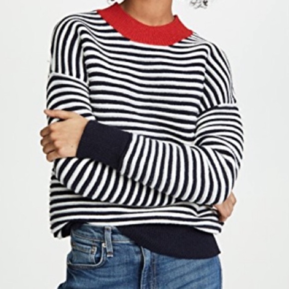 Moon River for Anthropologie red and blue stripe sweater size Small